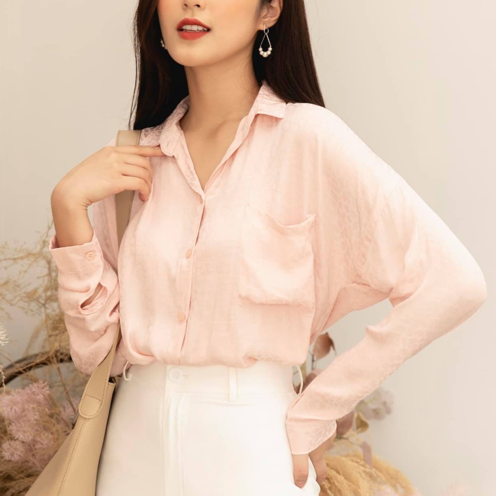 Ceci Cela - Áo Silky Shirt Hồng