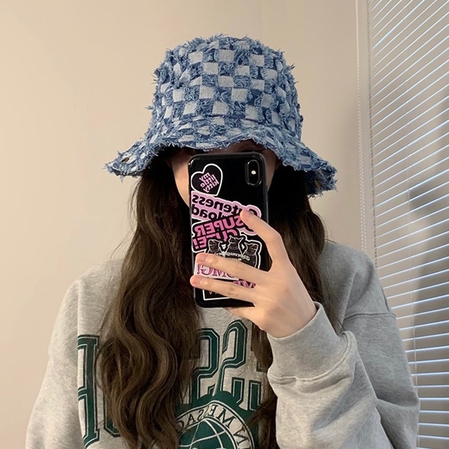 Nón Tai Bèo Họa Tiết Caro Phong Cách Cao Bồi Phương Tây Thời Trang Cho Nữ