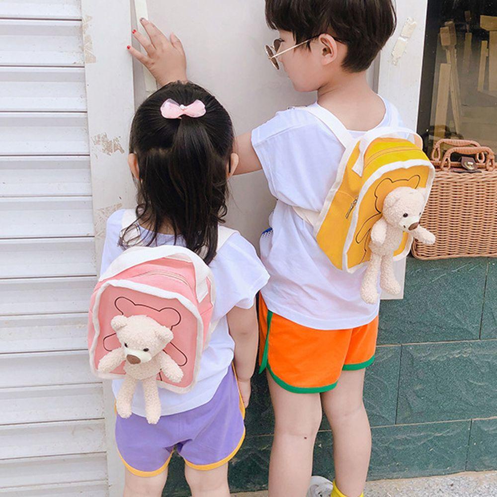 Ba Lô Đi Học Có Khóa Kéo In Hình Gấu Hoạt Hình REBUY1 Dành Cho Bé