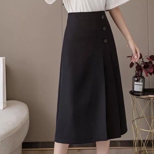 Chân váy A công sở dài qua gối chất tuyết mưa phong cách hàn