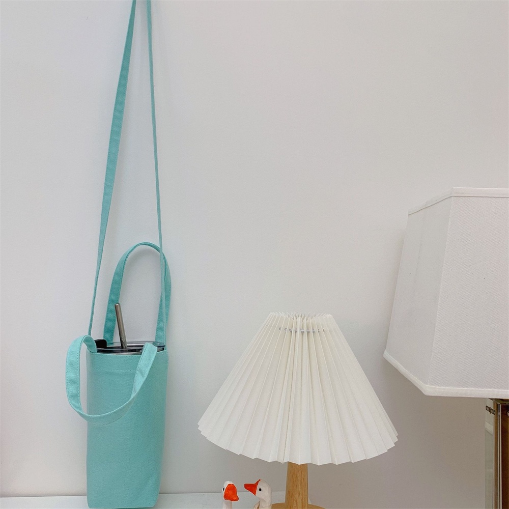 Túi Vải Canvas Đựng Bình Nước In Họa Tiết Dễ Thương Có Quai Cầm Tiện Dụng
