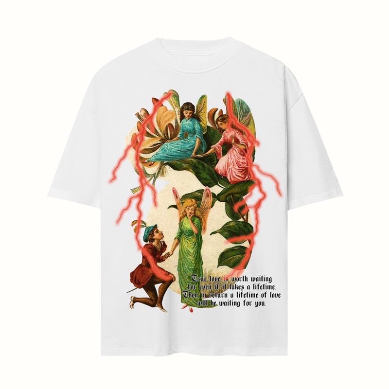 BLANK | Áo Thun FAIRY Tay Lỡ Unisex - Đen/Trắng Cổ Tròn
