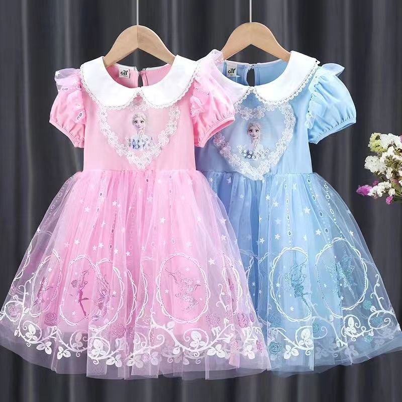 【đồ con gái】Đầm Công Chúa Elsa Thiết Kế Mới Thời Trang Mùa Hè Theo Phong Cách Phương Tây Cho Bé Gái