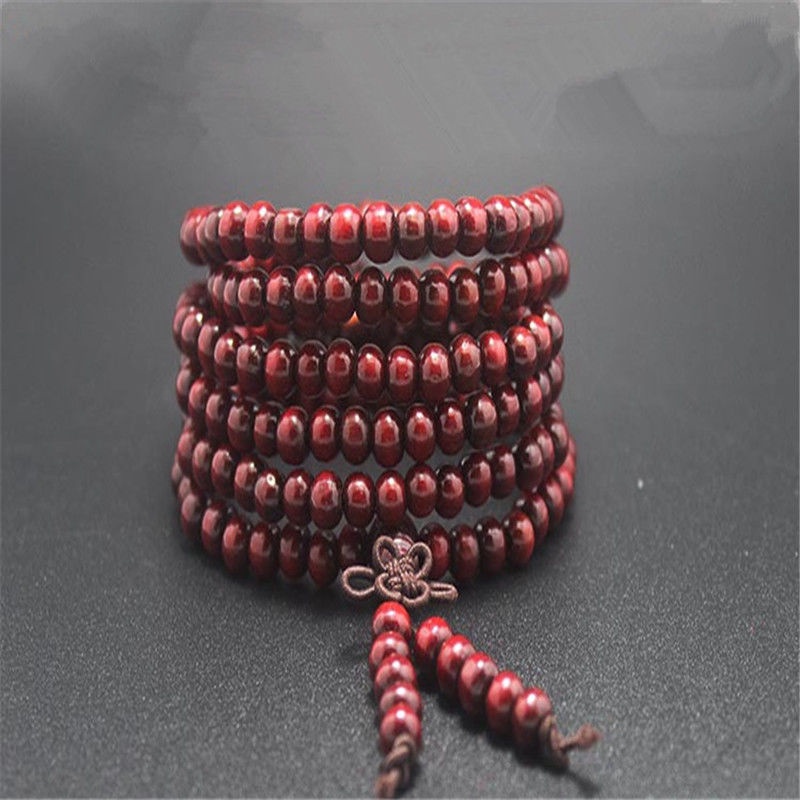 Vòng Tay Chuỗi Hạt Gỗ Đàn Hương Màu Đen/Đỏ/Lá Đàn Hương Phong Cách Phật Giáo Dành Cho Nam Và Nữ