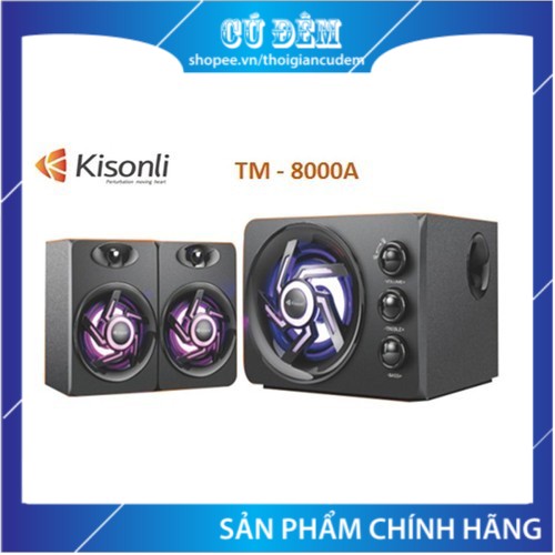 Loa Kisonli Bluetooth 2.1 TM-8000A-Led RGB, nguồn điện 220V cắm trực tiếp, công suất 25W (Bộ gồm 3 loa, 2 nhỏ 1 lớn)