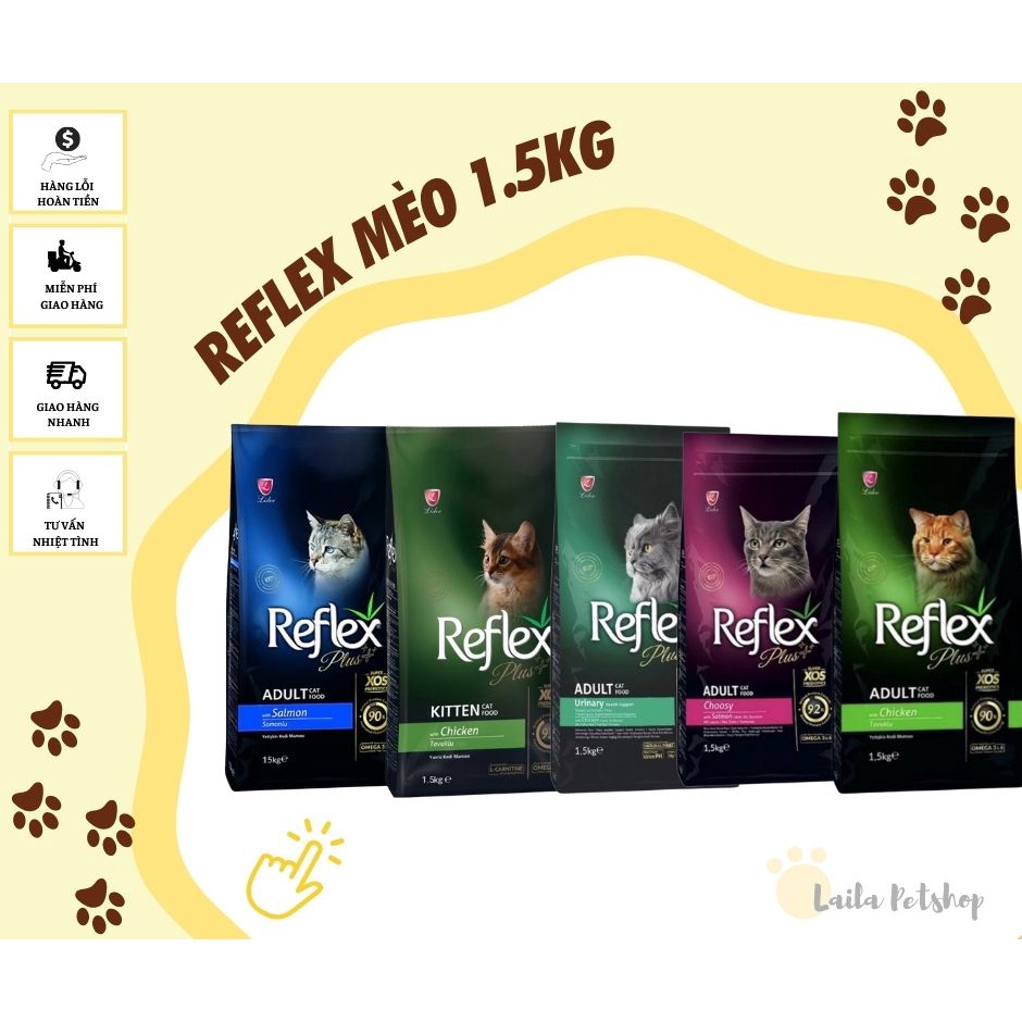 Hạt mèo Reflex PLUS 1,5kg đủ vị dinh dưỡng