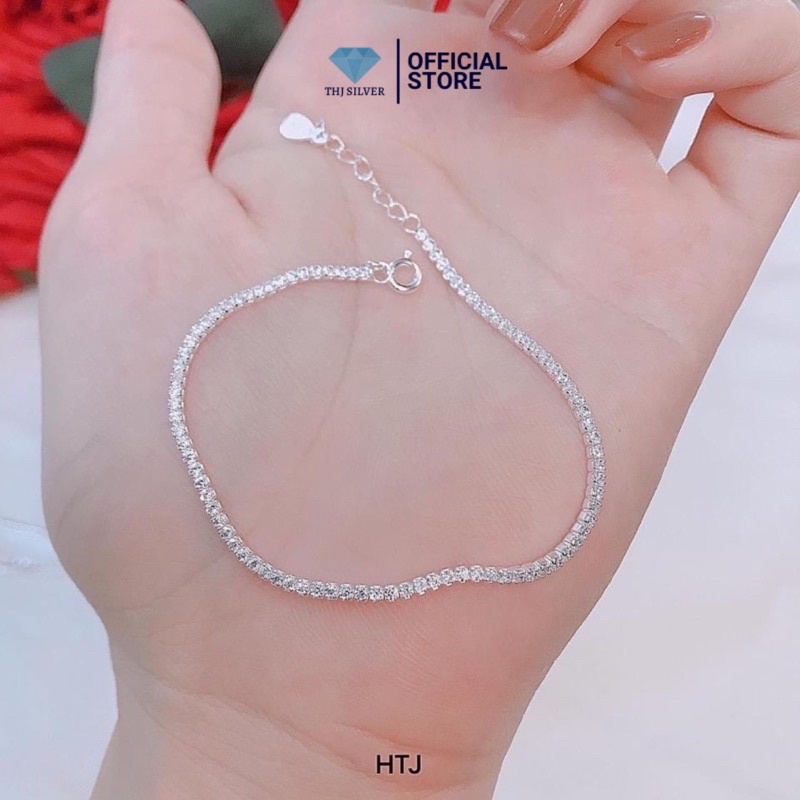 Lắc tay nữ dải đá mềm , hàng chuẩn bạc ta cao cấp -THJ SILVER