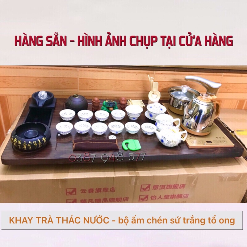 Bàn pha trà điện tự động  khay gỗ thác nước cầu quay  đẹp cao cấp , Bếp đun nước inox cảm ứng đa năng thông minh-CQ 0817