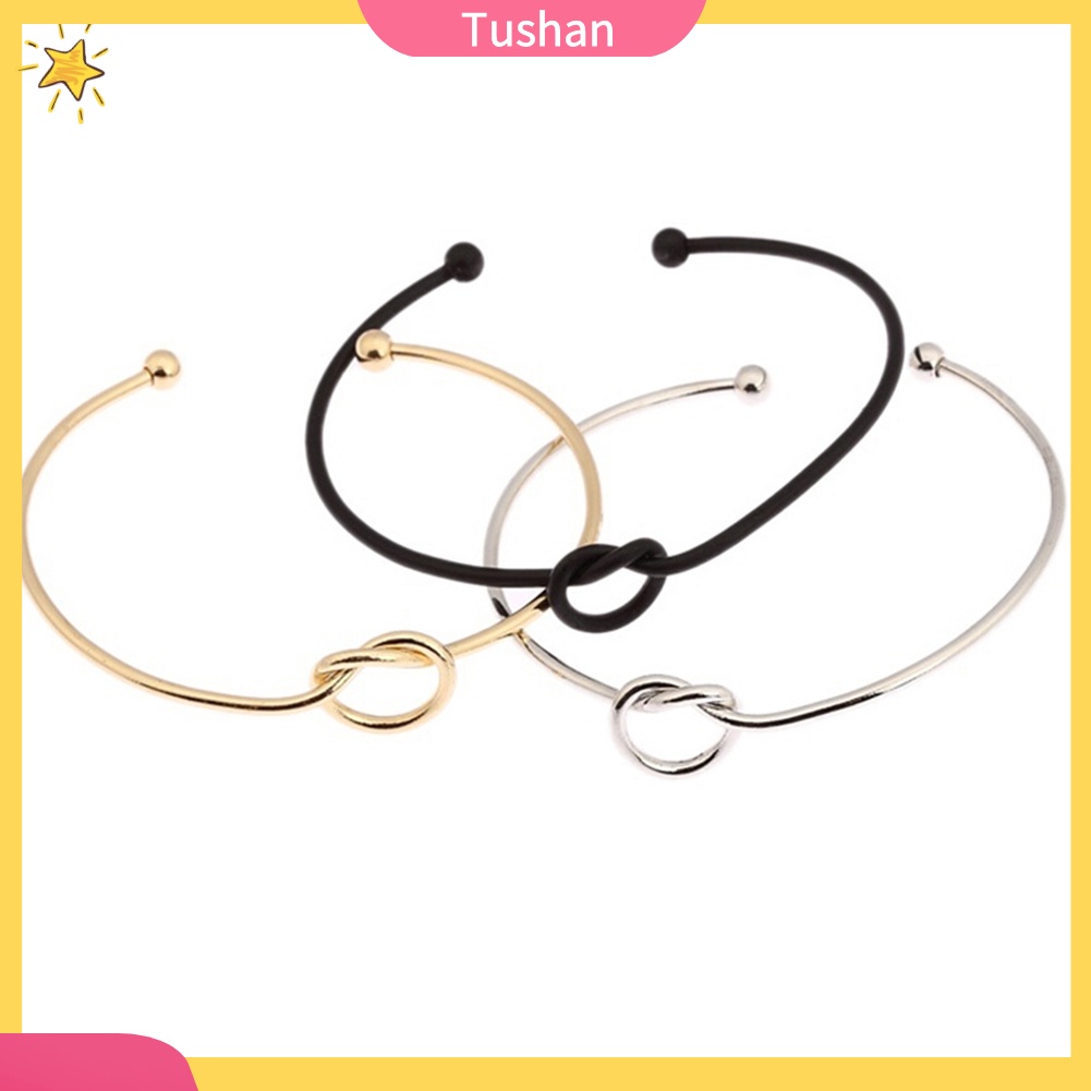 Vòng tay dạng hở kiểu dây thắt nút thời trang đơn giản dành cho nữ