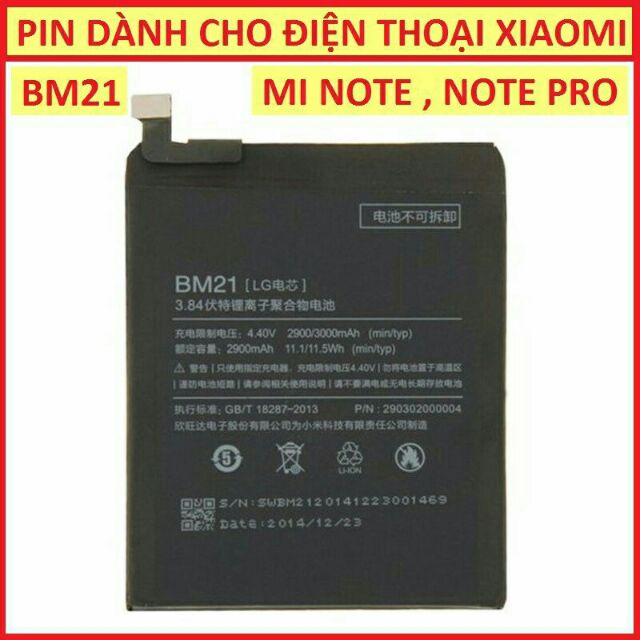 Pin xịn xiaomi mi note BM21 chính hãng bảo hành 6 tháng đổi mới