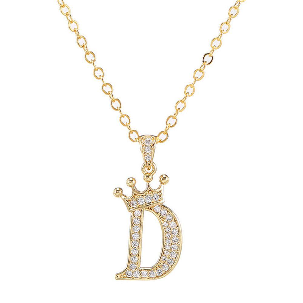 Vòng cổ Mạ Vàng 18K Mặt Hình Vương Miện Thời Trang Cho Nữ|Bảng Chữ Cái Mạ 26 Chữ Cái