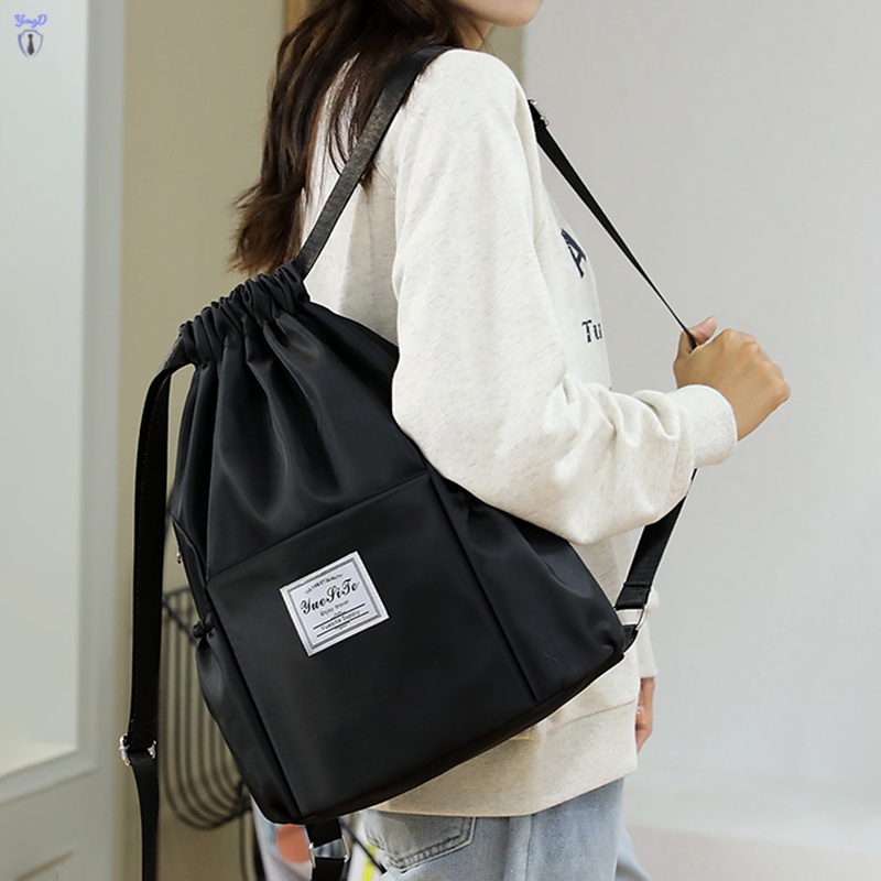 Ba lô đeo vai bằng vải oxford nhẹ có dây rút chống văng cho nam và nữ