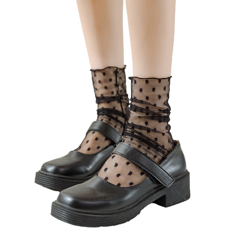 XIXI Vớ Ren Siêu Mỏng Xuyên Thấu Họa Tiết Chấm Bi Phong Cách Lolita Nhật Bản Thời Trang Mùa Hè Cho Nữ