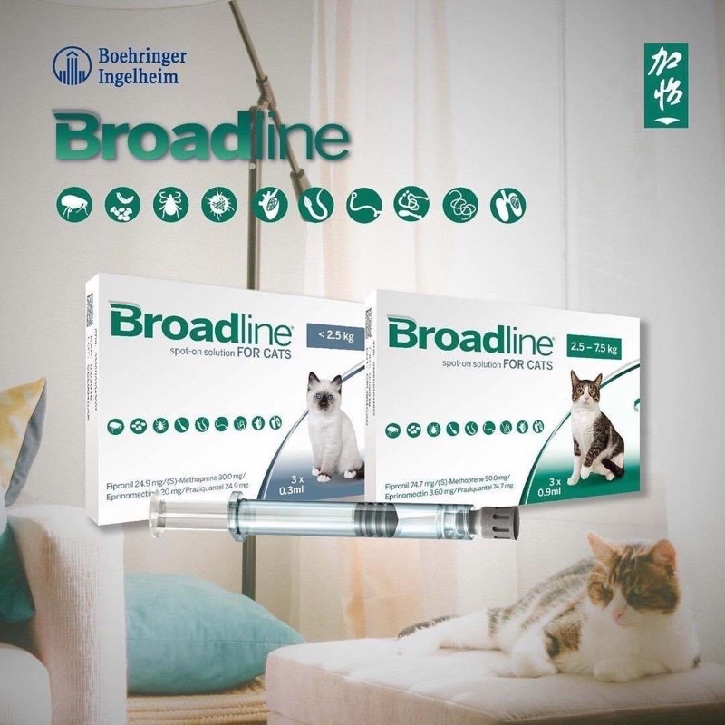 BROADLINE THUỐC NGỎ GÁY CHO MÈO PHÒNG DIỆT NỘI NGOẠI KÍ SINH TRÙNG (1tuýp)