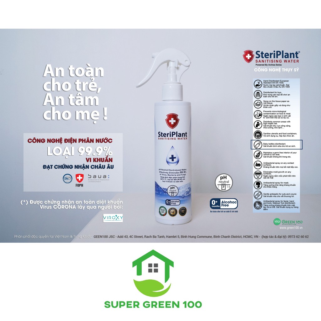 Nước Rửa Tay, Sát Khuẩn, Nhập Khẩu Thuỵ Sỹ SteriPlant | BigBuy360 - bigbuy360.vn