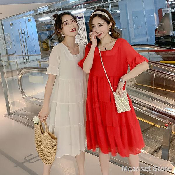 Set Áo Thun Ngắn Tay + Chân Váy Thời Trang Mẫu 2021 Theo Phong Cách Hàn Quốc Dành Cho Mẹ Bầu