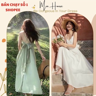 Váy maxi 2 dây du lịch biển mùa hè siêu xinh-hàng chuẩn loại 1-Freeship-đầm maxi đi biển dáng dài màu xanh bơ đẹp