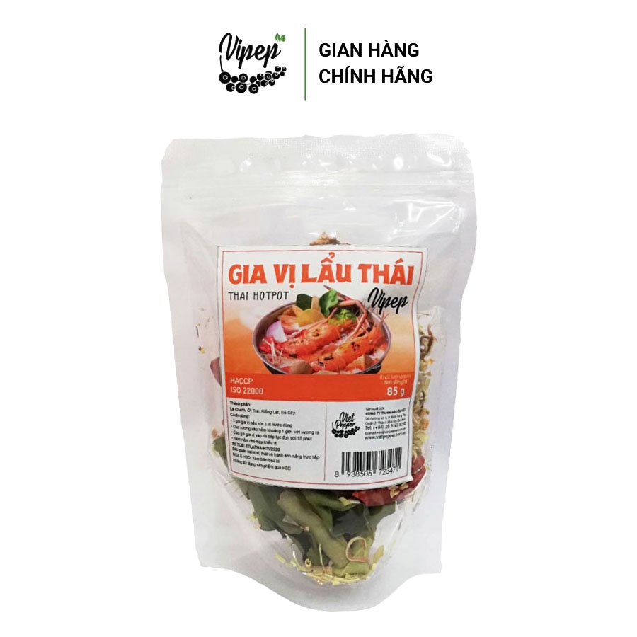 Combo 5 gói gia vị lẩu thái Vipep 85g chua cay, có sẵn rau củ nước lẩu, tiện lợi nấu dùng ngay