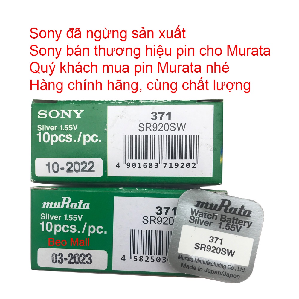 Pin Sony - Murata SR920SW - SR920 - 920 - 371 - AG6 - LR920 - Pin Đồng Hồ Đeo Tay Cao Cấp Dạng Cúc Áo