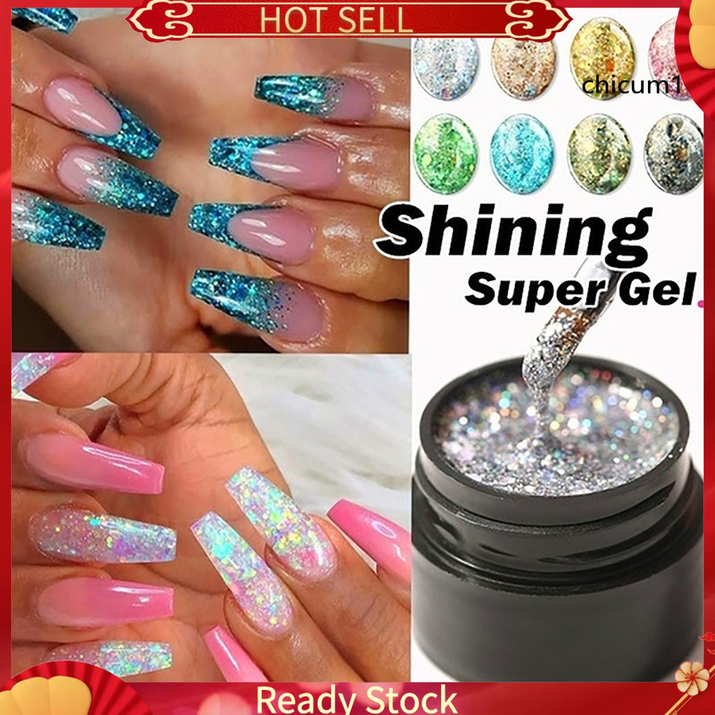 [Hàng mới về] Sơn gel kim tuyến lấp lánh trang trí móng nghệ thuật 5ml