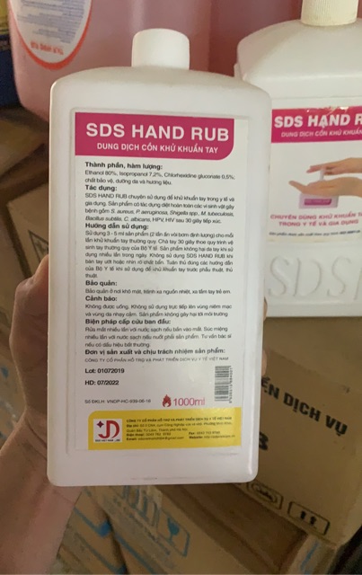 Dung dịch sát khuẩn nước rửa tay khô 1000ml SDS Chính hãng y tế