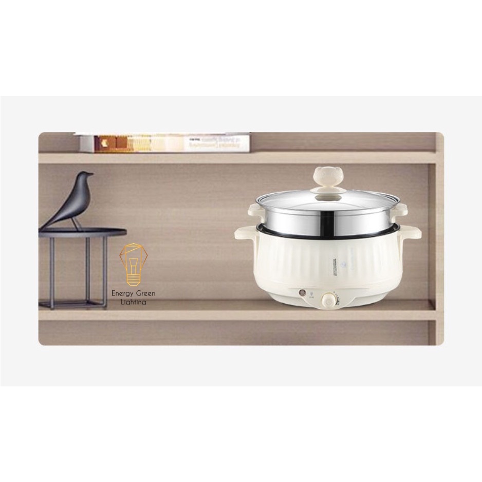 Nồi Lẩu Energy Green Lighting Mini Cắm Điện Đa Năng MX-22A ; MX-26A - Lớp Chống Dính - Phù hợp 2-4 Thành Viên - Tặng Kèm