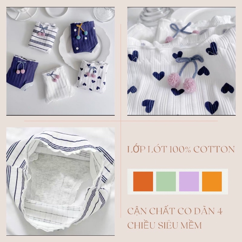 Quần lót cotton viền ren Peach bra đáng yêu ôm mông kháng khuẩn thấm hút tốt freesize đến 62kg | BigBuy360 - bigbuy360.vn