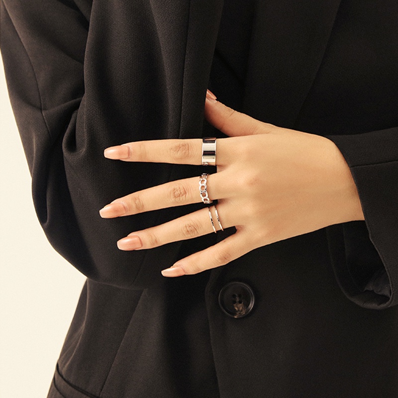 Nhẫn Mayebe Lavend Unisex Có Thể Điều Chỉnh Phong Cách Punk Hàn Quốc