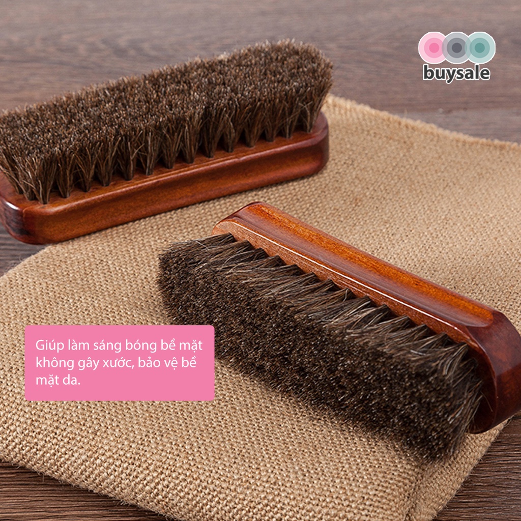 Bàn chải lông ngựa tự nhiên vệ sinh, chăm sóc đồ da - BuySales - BSPK235