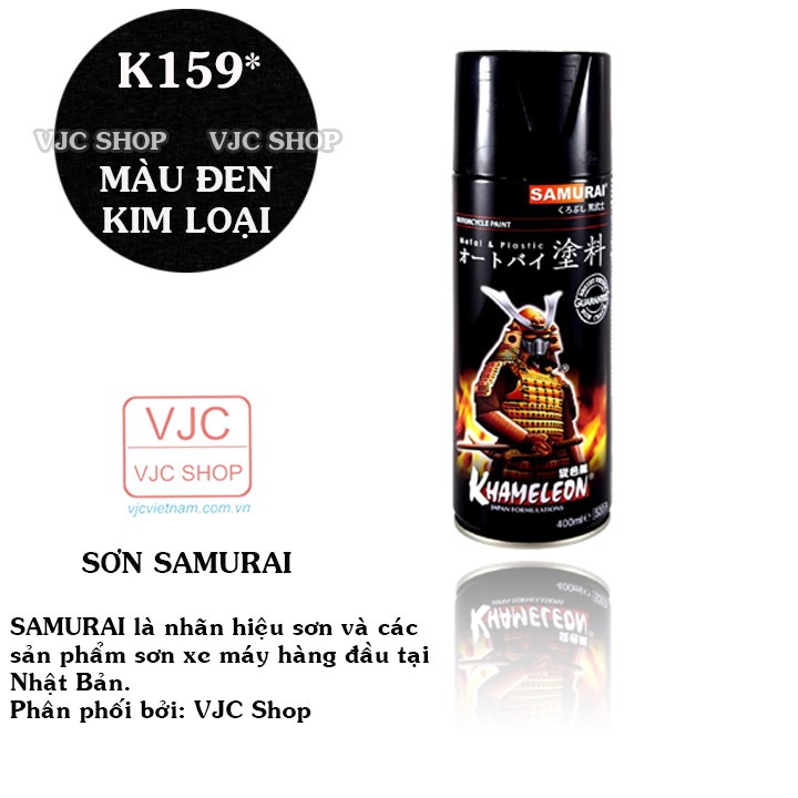 Chai sơn xịt sơn xe máy cao cấp SAMURAI màu đen kim loại mã K159* dung tích 400 ml