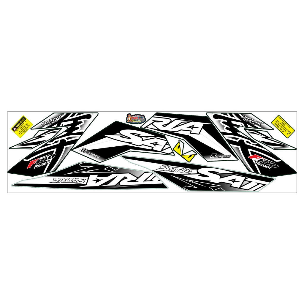 Tem Rời Satria mẫu hayabusa màu đen trắng