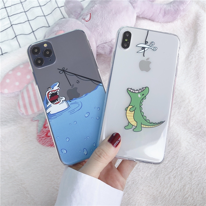 Ốp điện thoại hình khủng long cá mập ngộ nghĩnh cho Iphone 11 / 11Pro / 11pro Max X XR XS XS MAX / 6 7 8 Plus SE