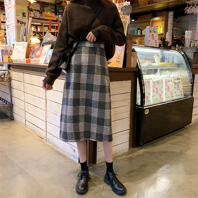 Áo sweater / chân váy sọc caro dệt kim Xiaozhainv phong cách Hàn Quốc xinh xắn cho phái nữ | BigBuy360 - bigbuy360.vn