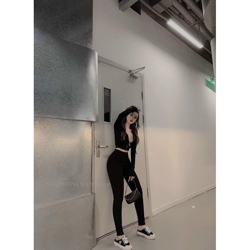 Set bộ nhung tăm khoá croptop (150k)