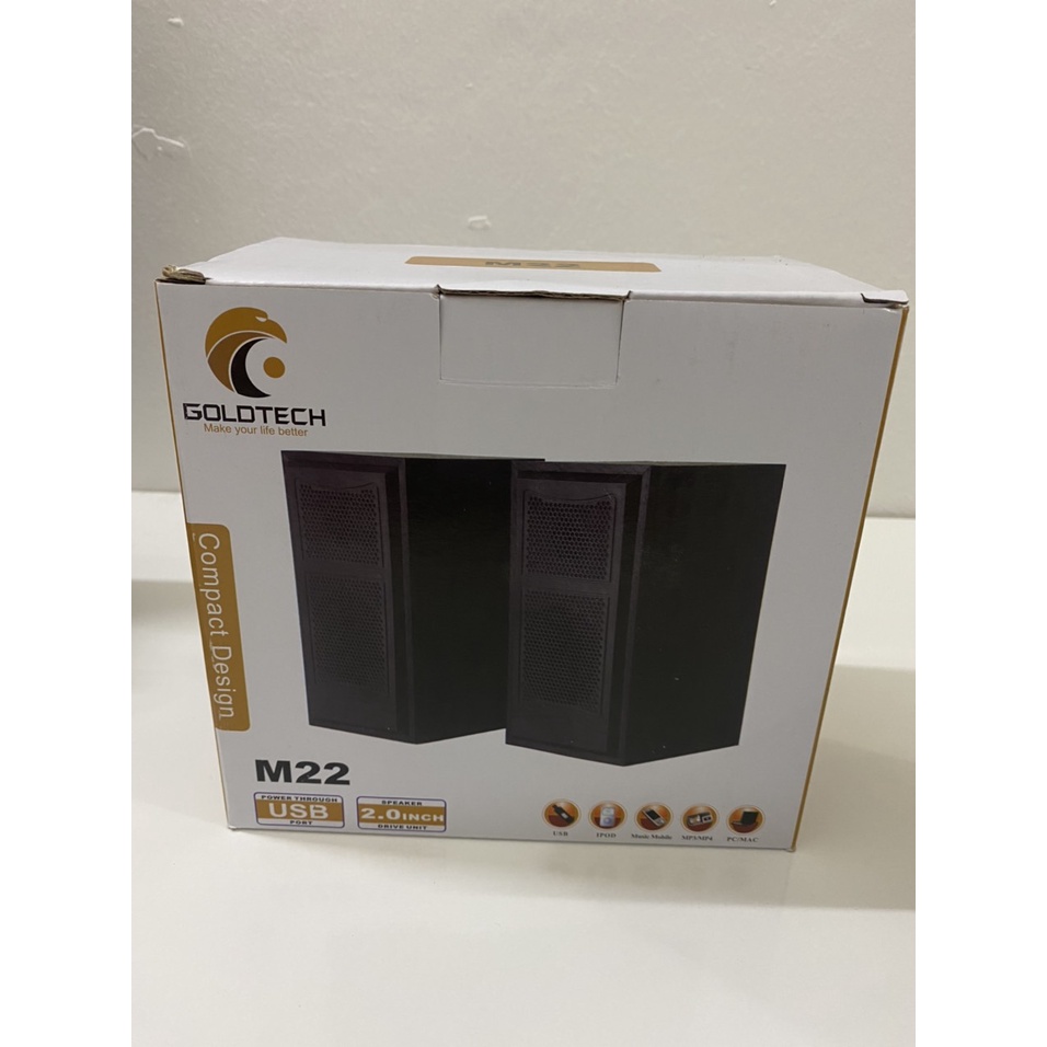 Loa máy tính vi tính laptop mini để bàn vỏ gỗ GOLDTECH M22 bass giá rẻ LABADO Loa M22