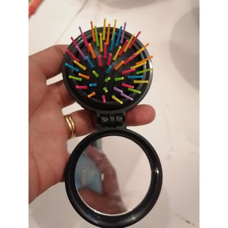 Gương trang điểm mini gấp gọn kiêm lược chải đầu màu ngẫu nhiên