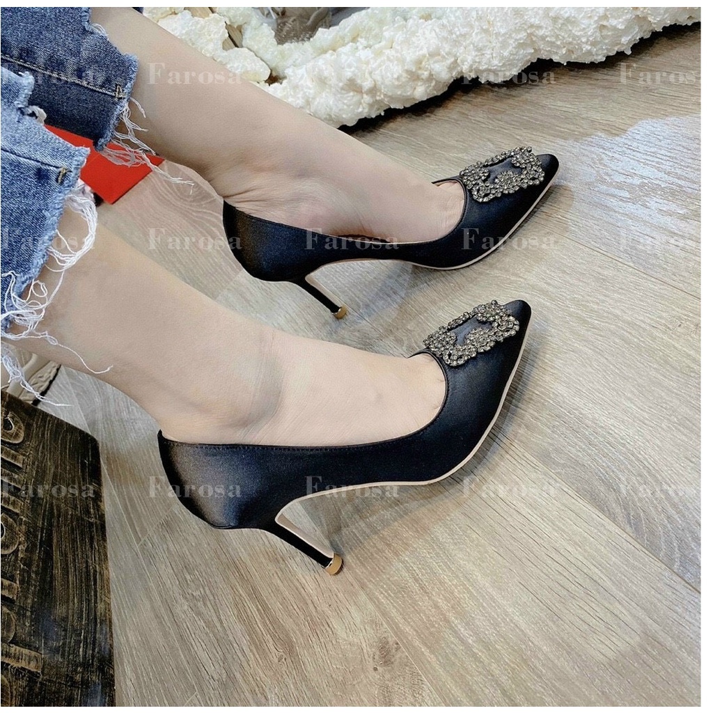 Giày cao gót thời trang nữ mũi nhọn khóa mặt khóa vuông siêu xinh