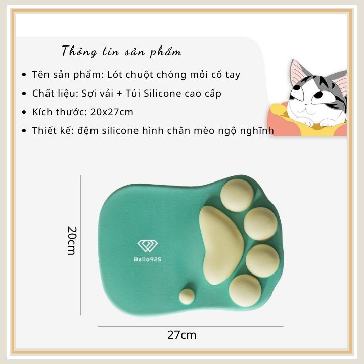 Lót chuột máy tính GADO bàn di chuột hình chân mèo có đệm silicon chống mỏi tay