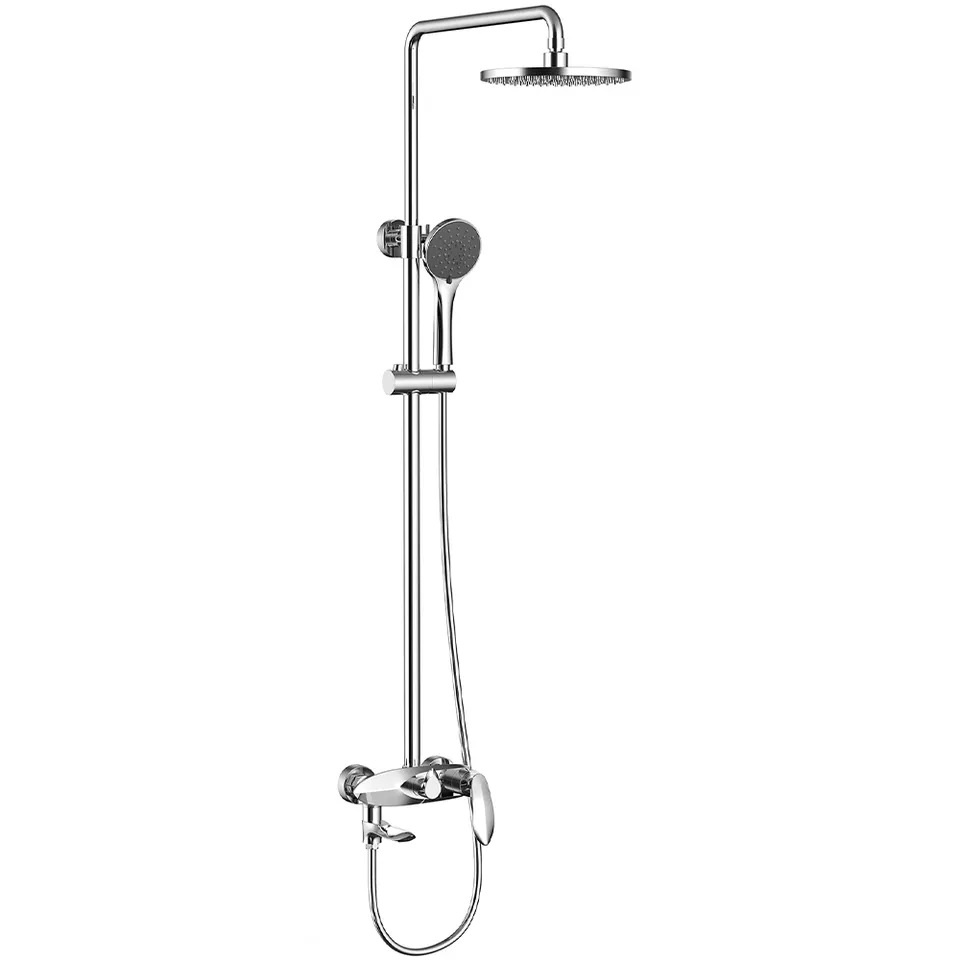 Bộ sen cây tắm đứng nóng lạnh bằng đồng mạ Niken màu Bạc kiểu dáng Lá Liễu cao cấp