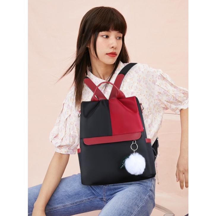Balo Thời Trang Bằng Nylon Chống Nước Chống Trộm Phong Cách Hàn Quốc Cho Nữ