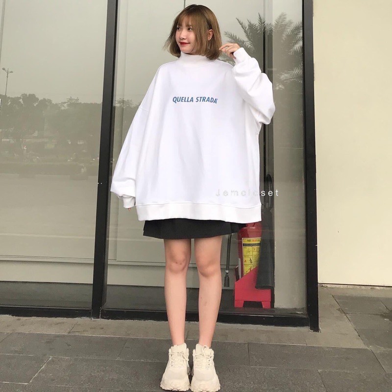 Áo sweater unisex 💖 𝑭𝑹𝑬𝑬𝑺𝑯𝑰𝑷 💖 Áo dài tay nỉ bông cotton dáng rộng dưới 75kg TABI STORE - Áo sweater Quella Strada | BigBuy360 - bigbuy360.vn