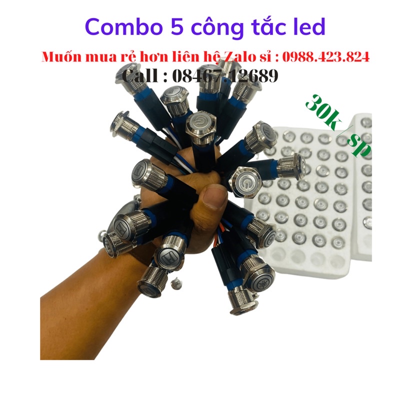 [ Sỉ 30k ] Combo 5 công tắc led logo Honda ; Yamaha ; Monster ; Power chất lượng cao tặng jack kết nối