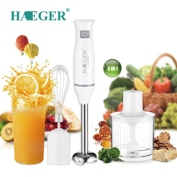 Máy xay cầm tay, xay sinh tố, máy đánh trứng 4IN1 Haeger 750W