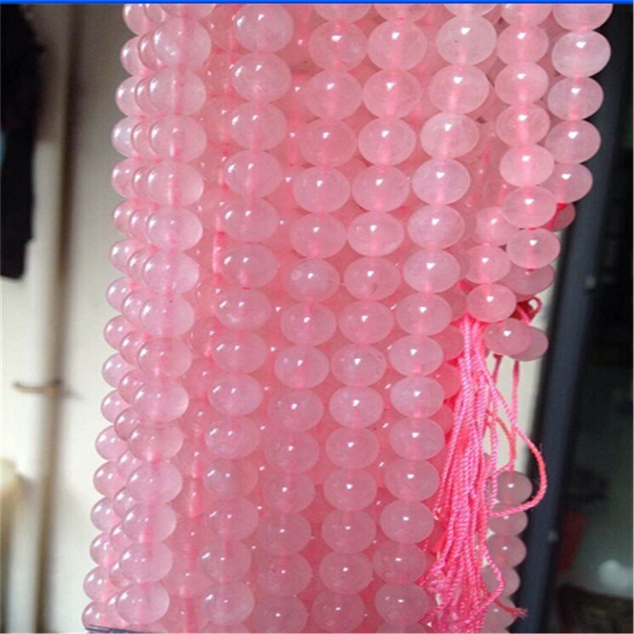 1 Chuỗi Hạt Đá Thạch Anh Hồng Và Đen Tự Nhiên Hình Tròn Dùng Làm Trang Sức