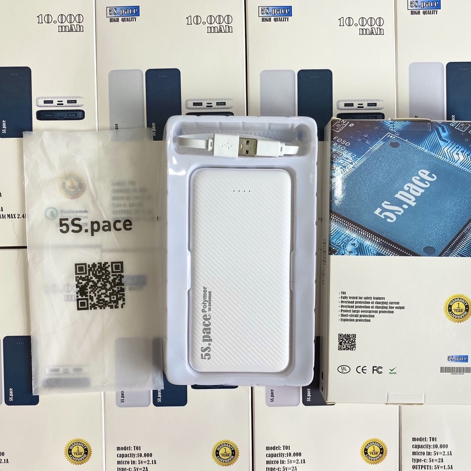 Sạc Dự Phòng 10000Amh Pin Dự Phòng 5s Pace Zin Hàng Việt Nam Bảo Hành 12 Tháng