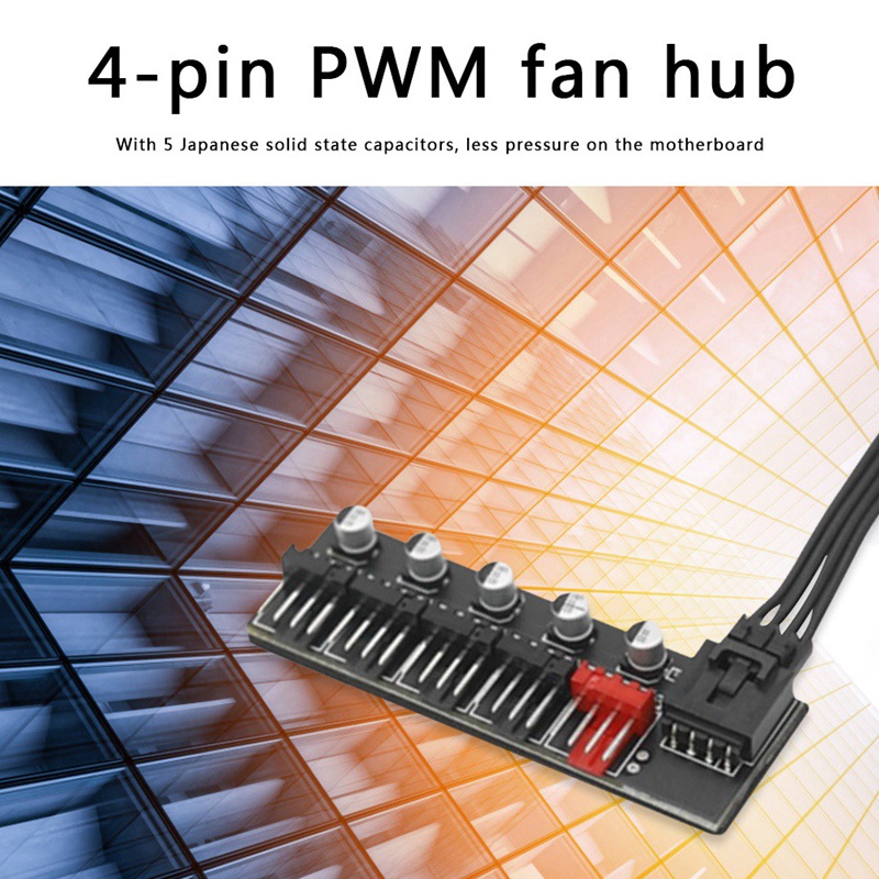Bộ Chia Cổng Quạt Tản Nhiệt 4 Pin PWM 5 Cổng Kết Nối Cáp Quạt Tản Nhiệt Máy Tính