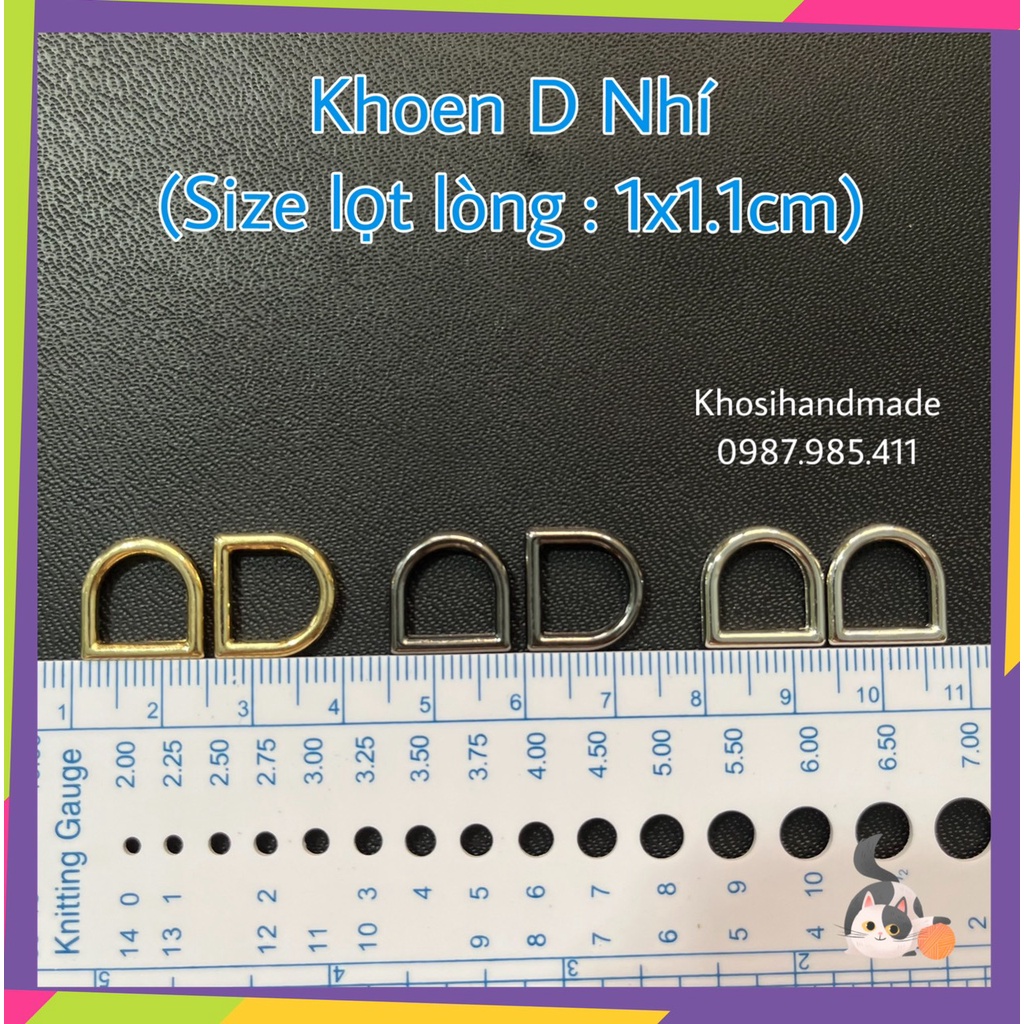 Khoen D Nhí 1Cm/ D Phụ Kiện Làm Túi Xách (7K/Cặp)
