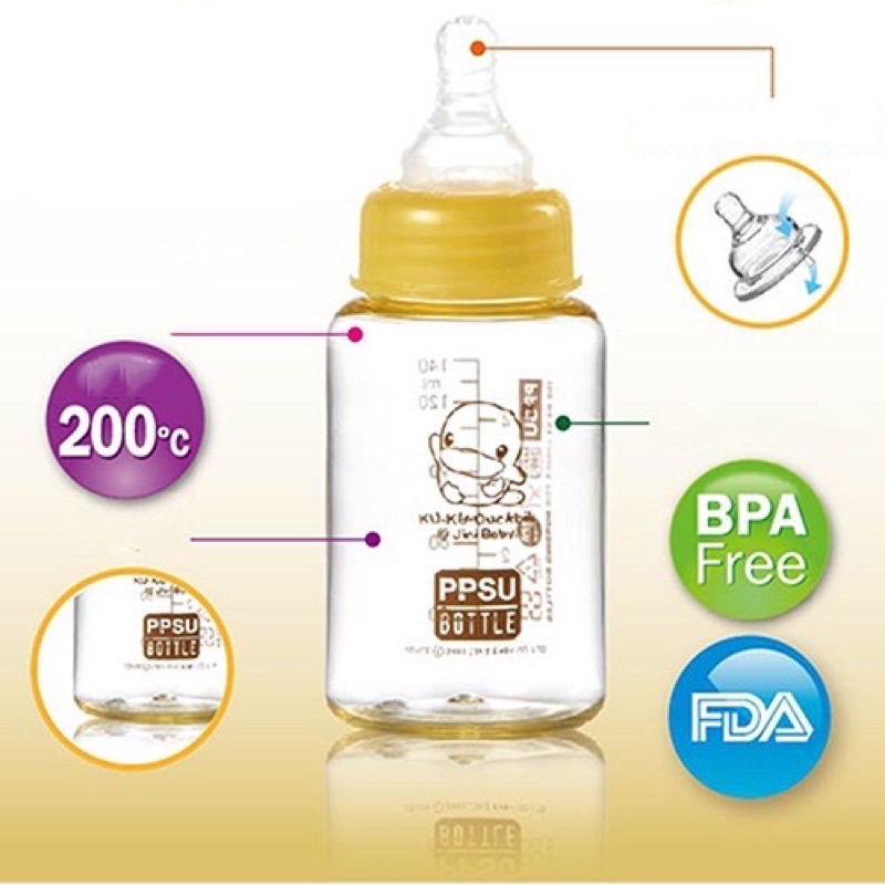 Bình sữa cổ thường PPSU 140ml KU.KU Duckbill KU5831