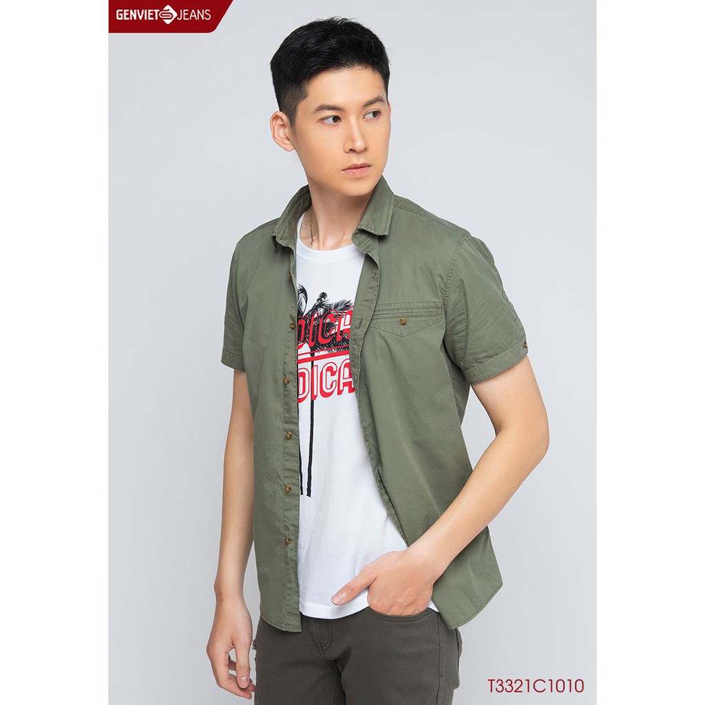 Áo Sơmi Kaki Cộc Tay Nam T3321C1010 GENVIET | BigBuy360 - bigbuy360.vn