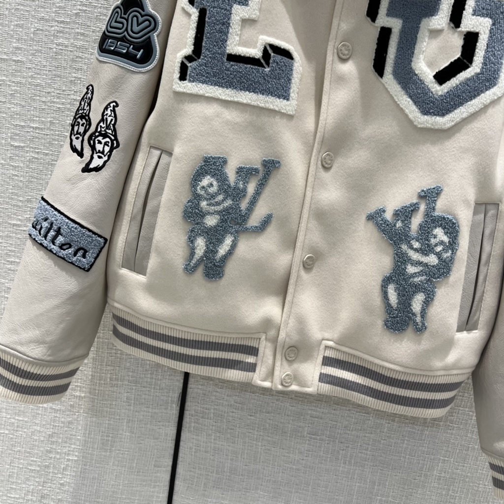 Áo khoác bóng chày nữ thời trang cao cấp Louis Vuitton LV họa tiết thêu độc đáo